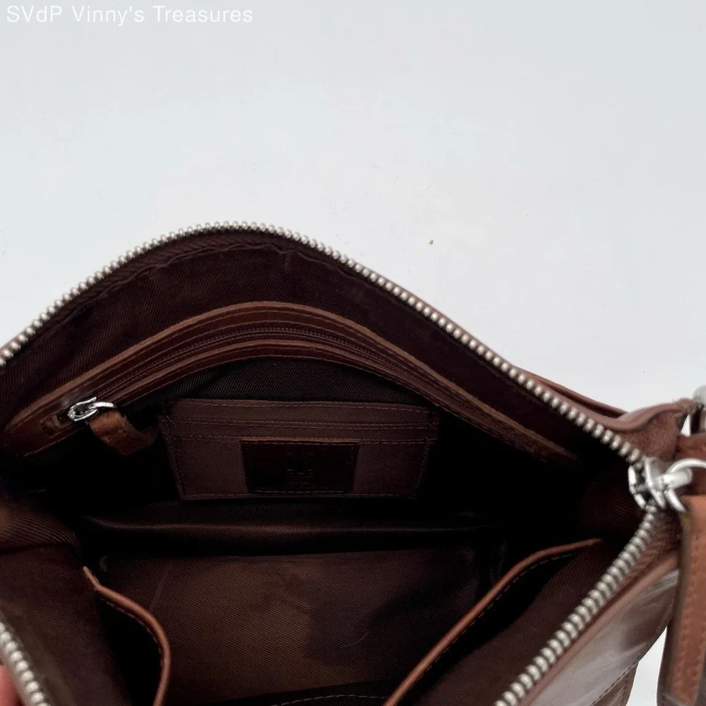 Vintage III New York Brown Leather Crossbody Bag RFID Buckle Flap Small